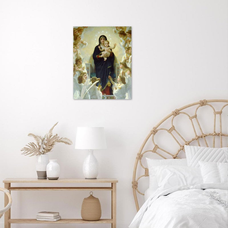 LB Virgin Mary Canvas Wall Art Christ Jesus in Heaven Angel Paradise Painting Canvas Prints Christian Living Room Bedroom Bathroom Home Decorations Ready to Hang,12x16 inch - Image 5